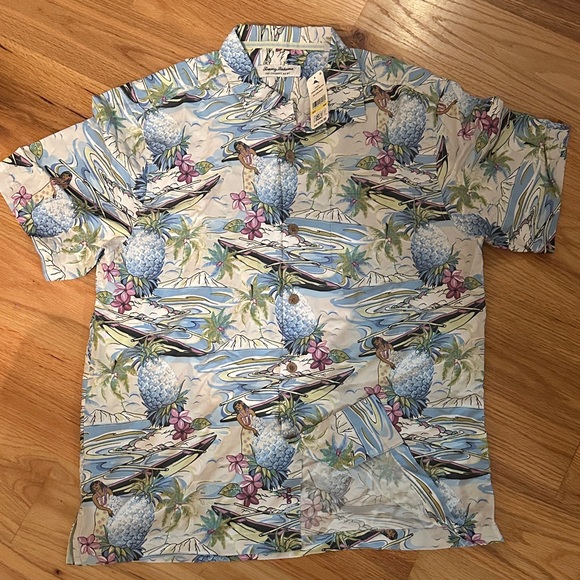 Tommy Bahama Blue and Green Pineapple Print Shirt
